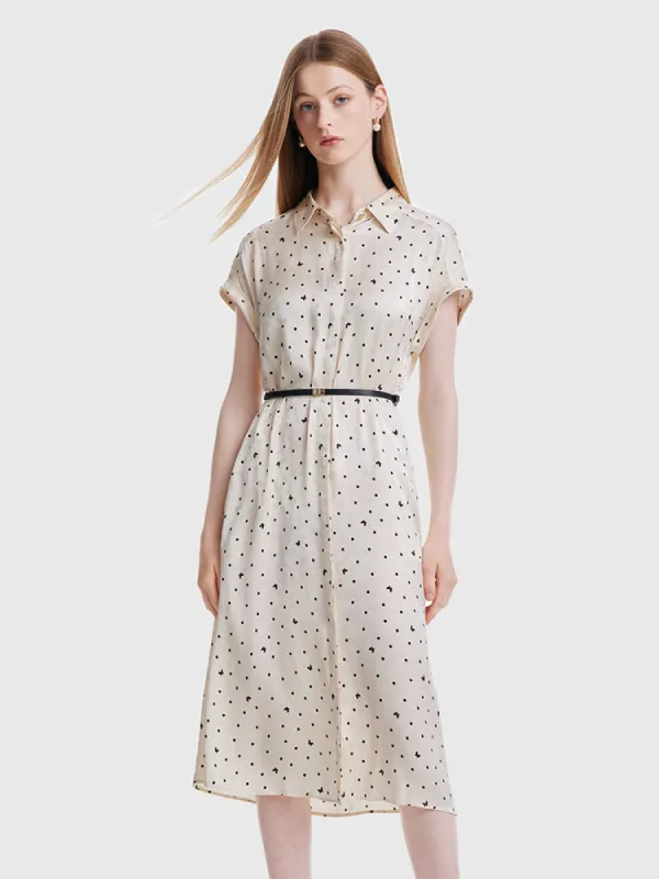 Beige Print Shirt Dress sold by Goelia