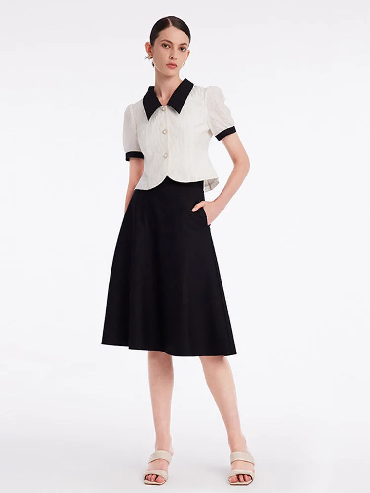 Jacquard Short Top And Women Skirt Two-piece Set sold by Goelia