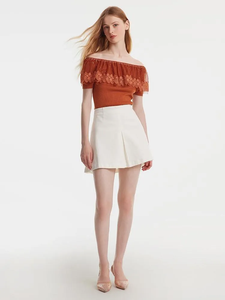 White Denim Mini Skirt sold by Goelia product image thumbnail 3