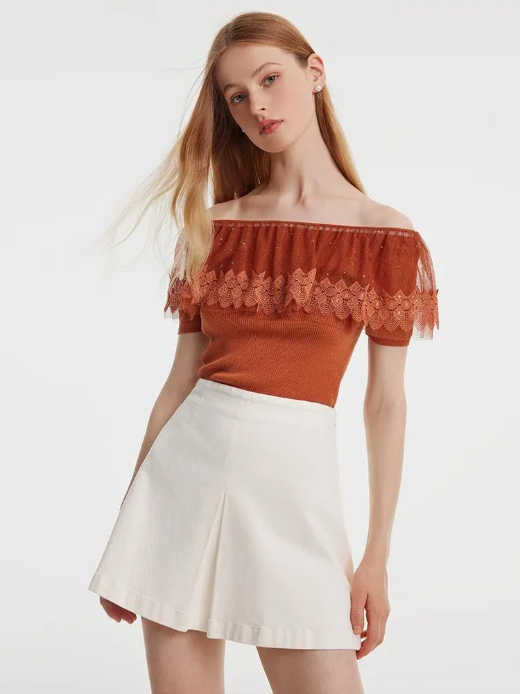 White Denim Mini Skirt sold by Goelia product image thumbnail 4