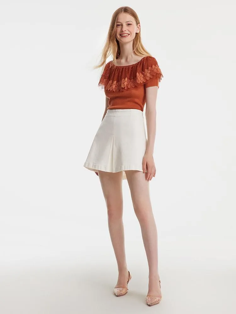 White Denim Mini Skirt sold by Goelia product image thumbnail 5