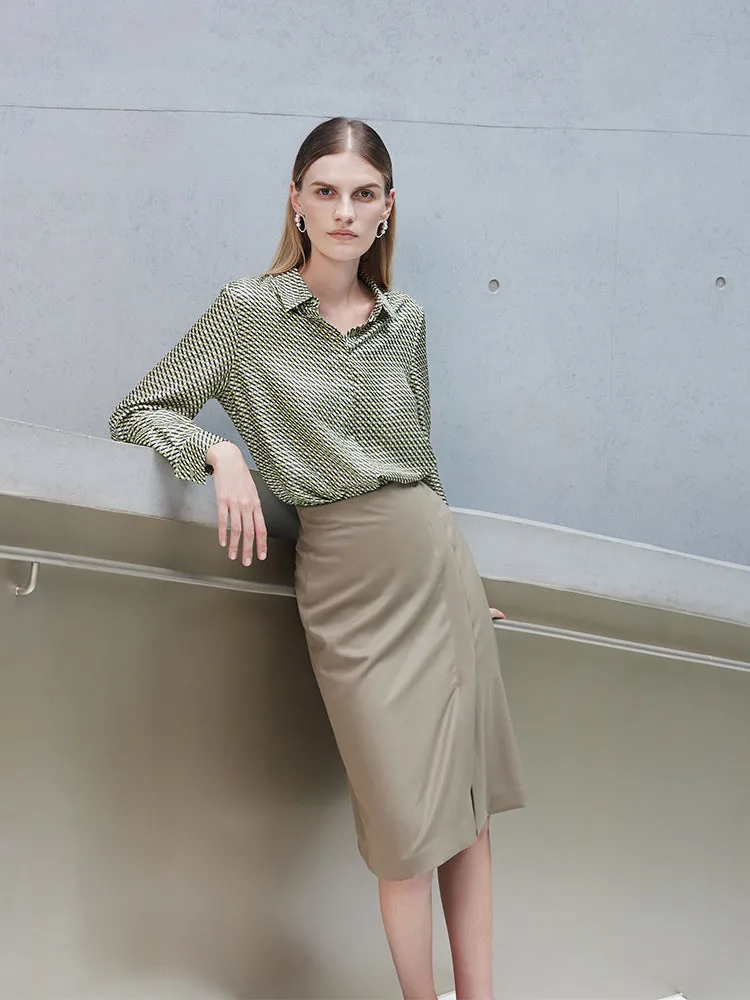 14 Momme Silk Print Shirt sold by Goelia