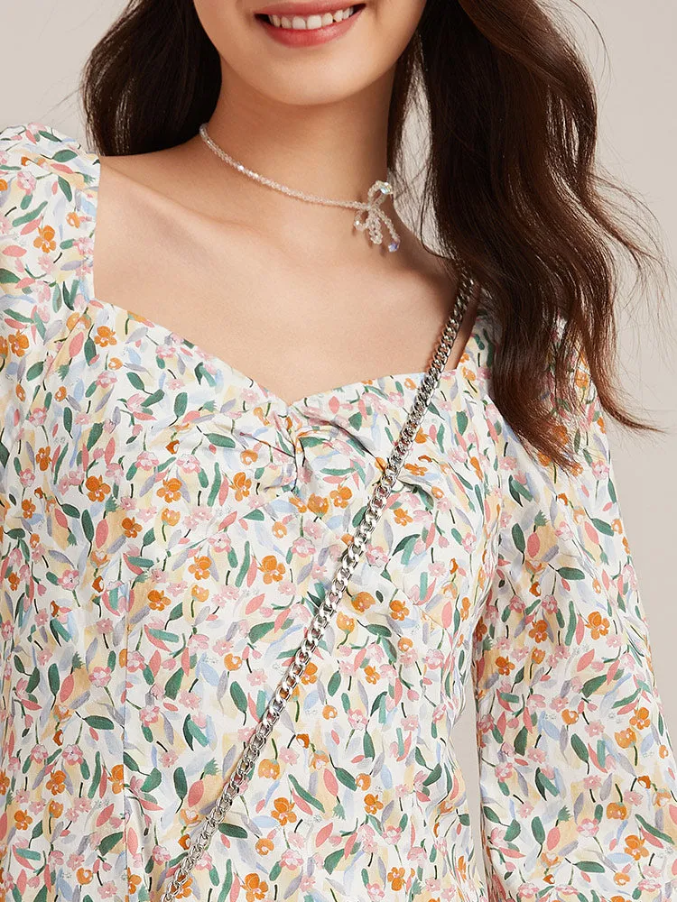 Floral Square Neck Mini Dress With Chain Pouch sold by Goelia product image thumbnail 4