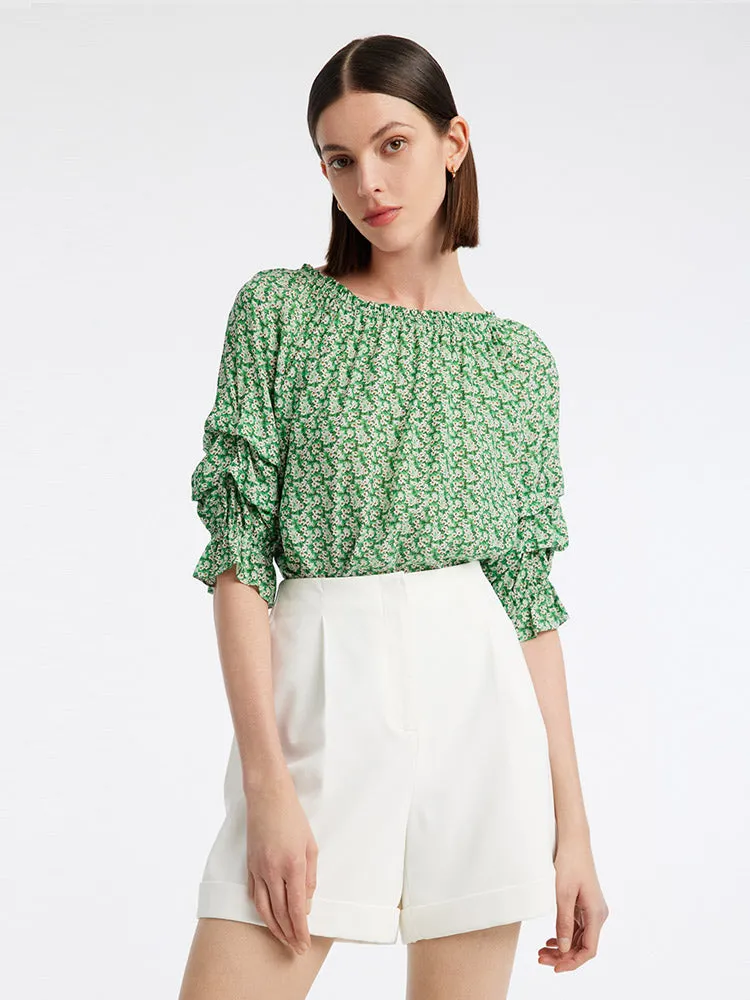 Green Floral Women Blouse And Shorts Two-Piece Set sold by Goelia product image thumbnail 3