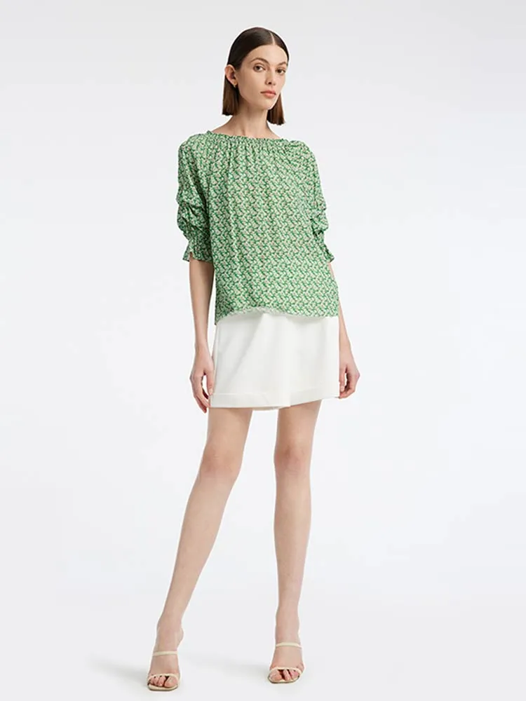 Green Floral Women Blouse And Shorts Two-Piece Set sold by Goelia product image thumbnail 4