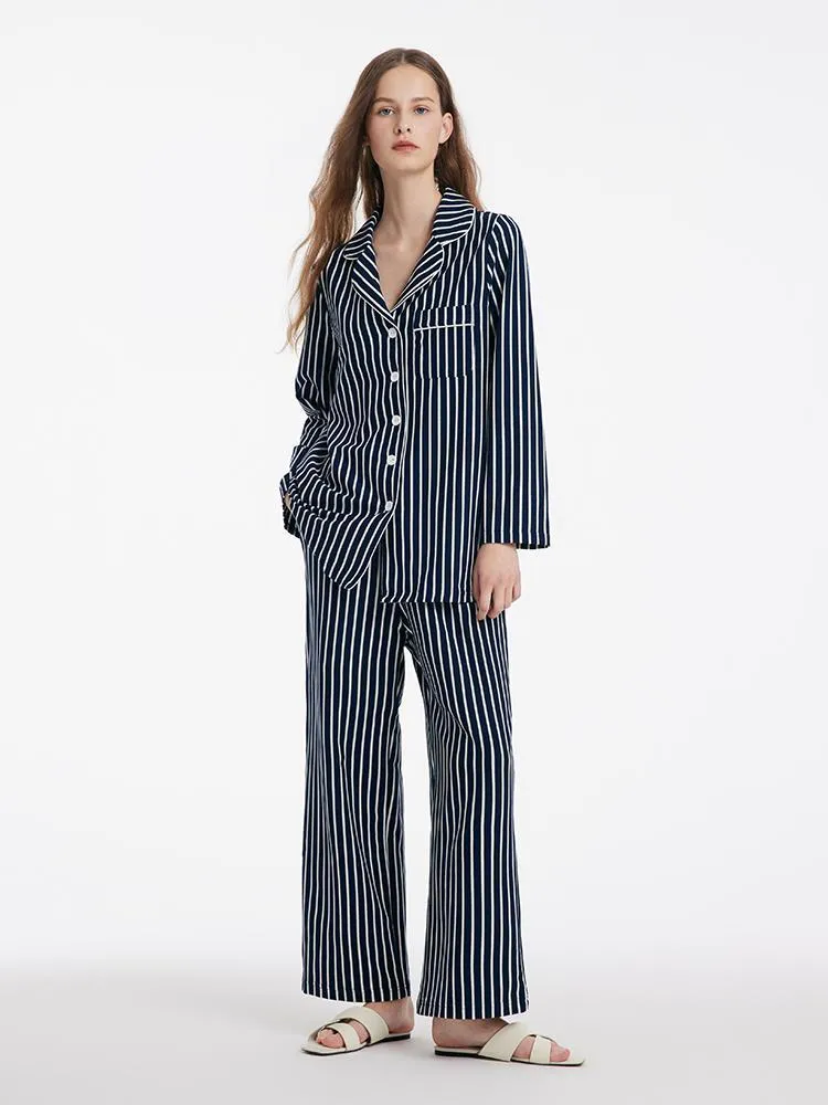 Long Sleeves And Pants Striped Pajamas Two-Piece Set sold by Goelia