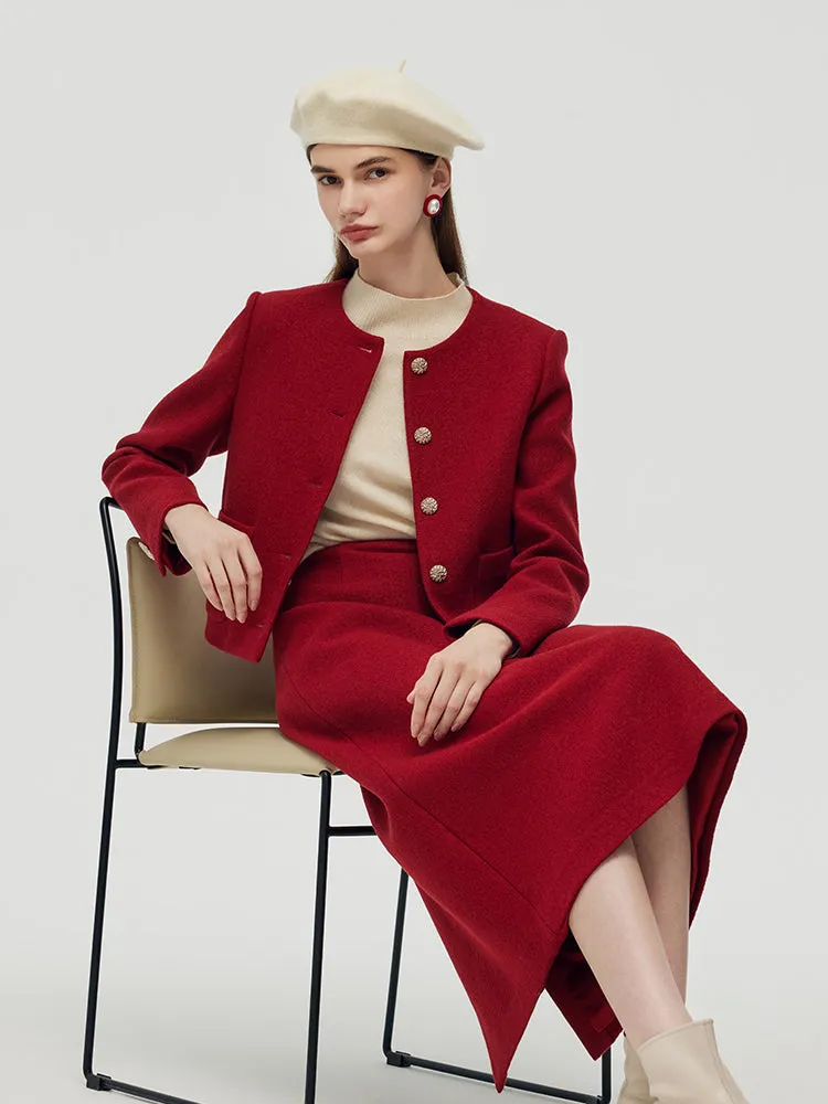 Wool Crop Jacket And Midi Skirt Two-Piece Set sold by Goelia product image thumbnail 5