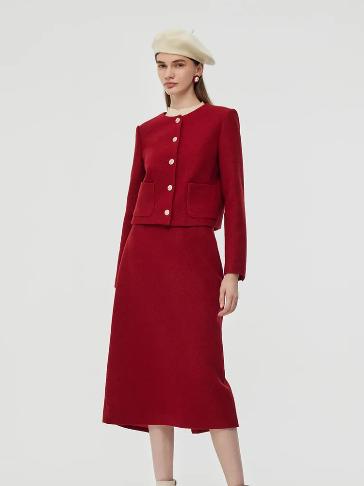 Wool Crop Jacket And Midi Skirt Two-Piece Set sold by Goelia product image thumbnail 4