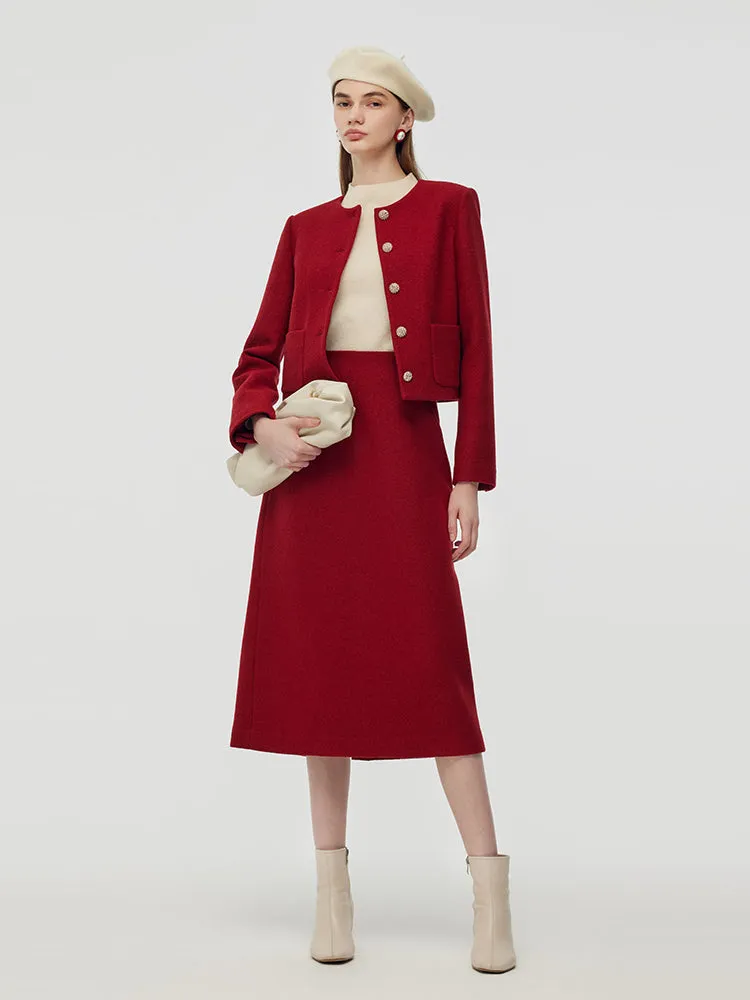 Wool Crop Jacket And Midi Skirt Two-Piece Set sold by Goelia product image thumbnail 2