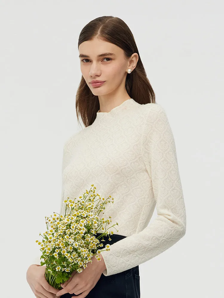 Machine Washable Wool Jacquard Women Knit Top sold by Goelia