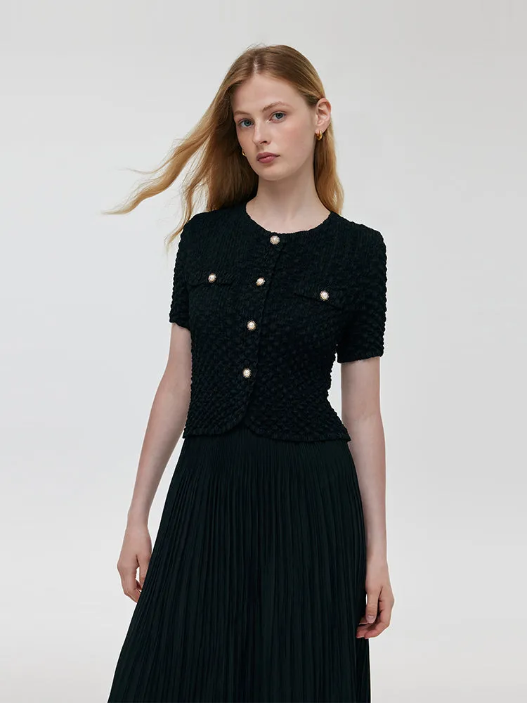 Black Top And Pleated Midi Skirt Two-Piece Set sold by Goelia product image thumbnail 5