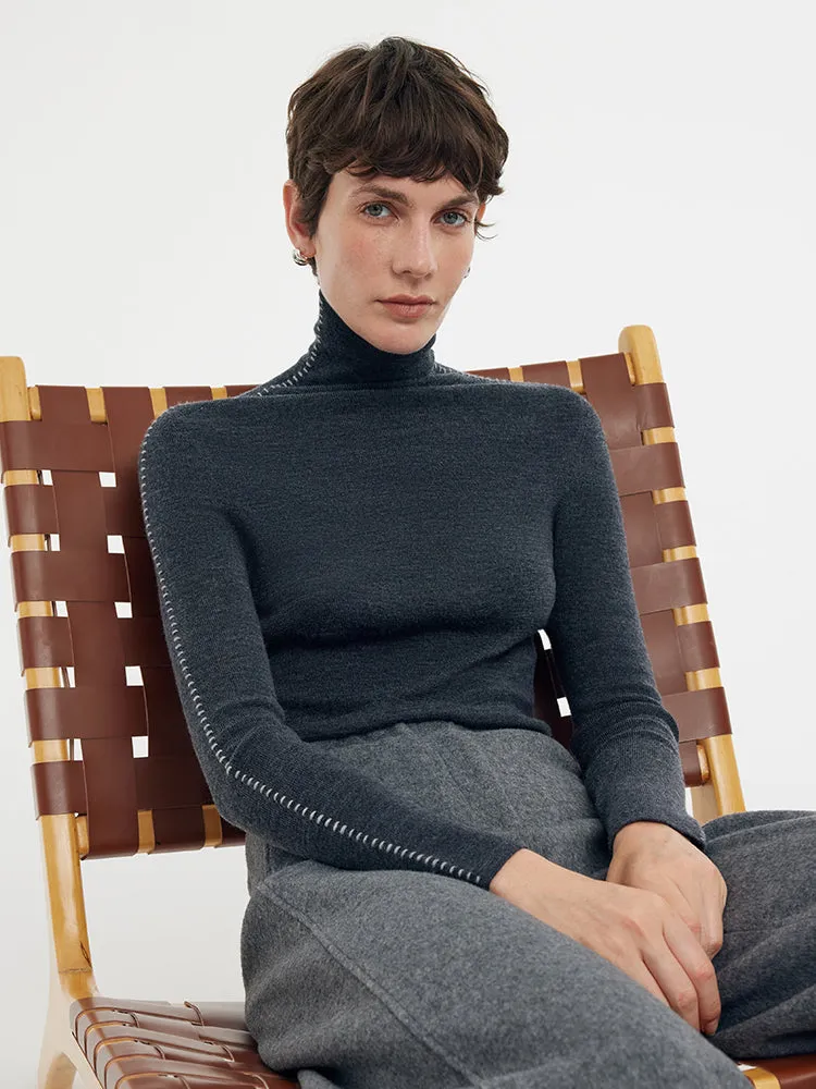 Machine Washable Wool Turtleneck Women Knit Top sold by Goelia product image thumbnail 2