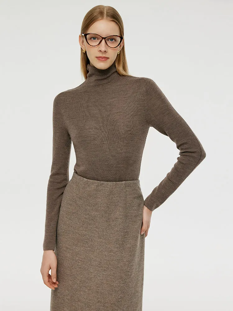Machine Washable Wool Turtleneck Women Knit Top sold by Goelia
