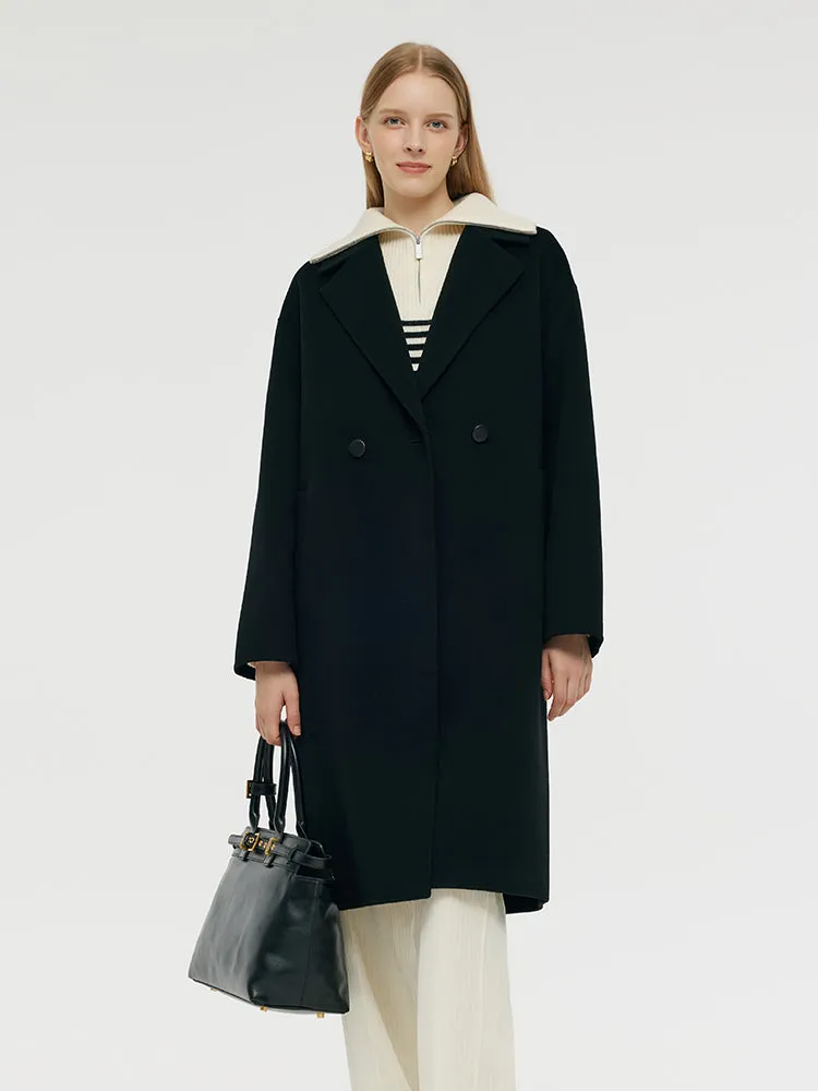 Wool Cashmere Double-Faced Unisex Mid-Length Coat sold by Goelia