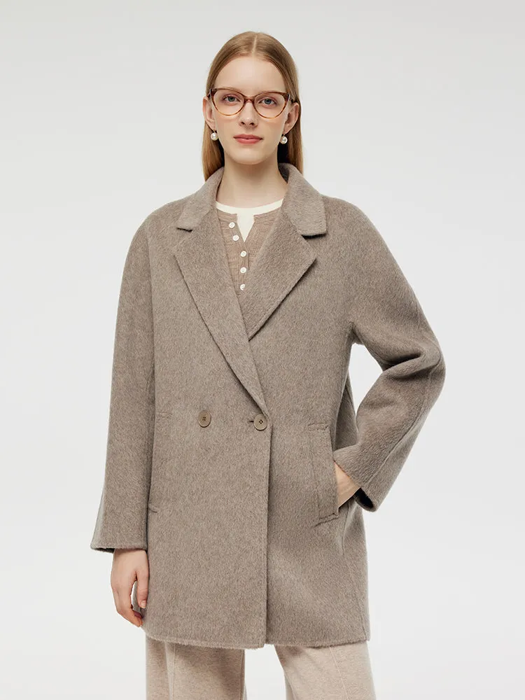 Wool Alpaca Women Mid-Length Coat sold by Goelia