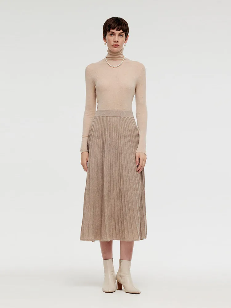 100% Wool A-Line Pleated Women Midi Skirt sold by Goelia product image thumbnail 2