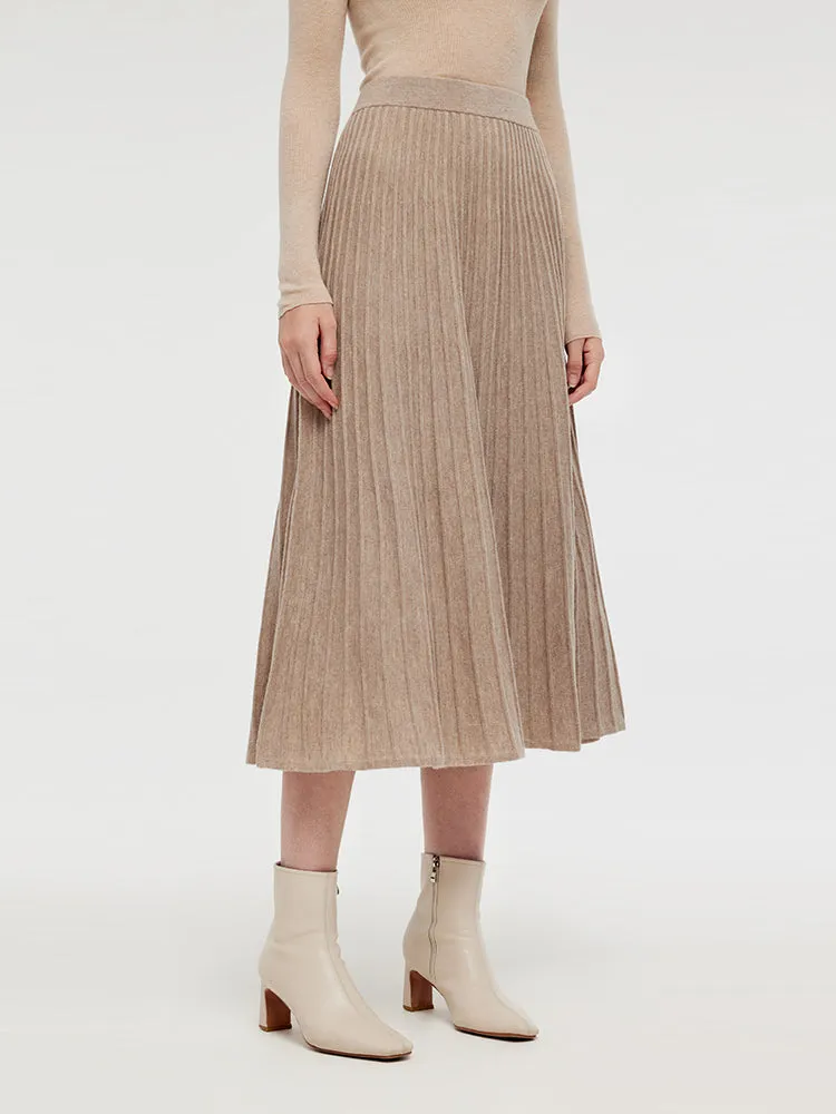 100% Wool A-Line Pleated Women Midi Skirt sold by Goelia product image thumbnail 4