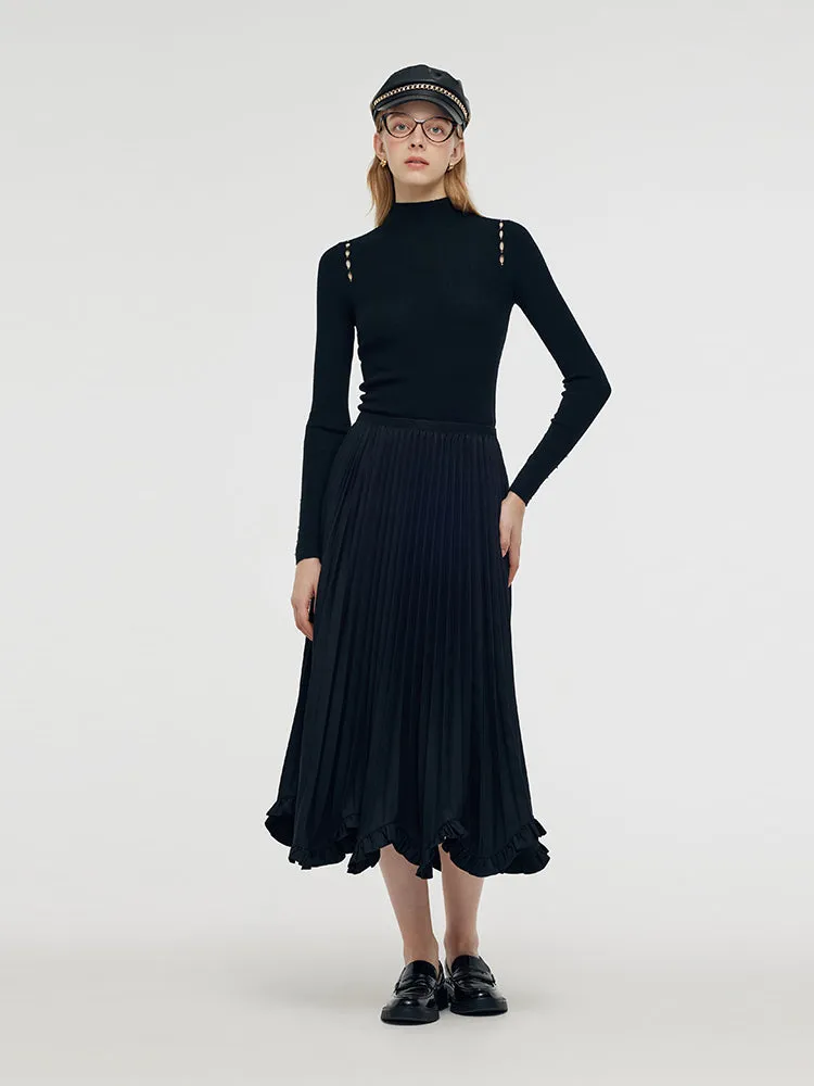 Petal Hem Pleated Women Midi Skirt sold by Goelia product image thumbnail 2