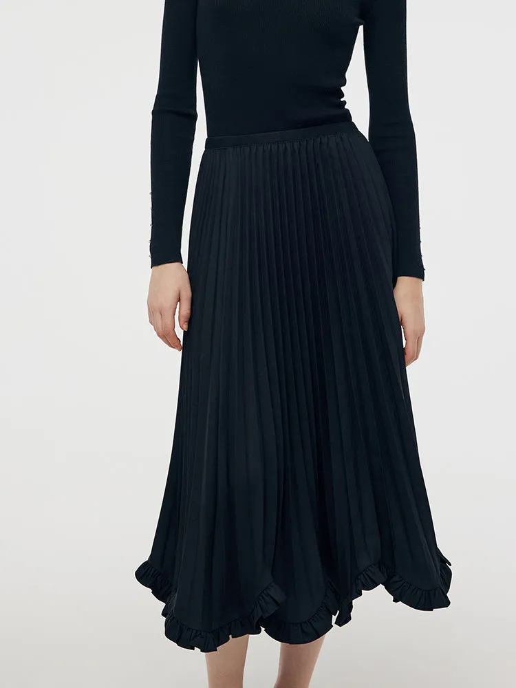 Petal Hem Pleated Women Midi Skirt sold by Goelia product image thumbnail 4