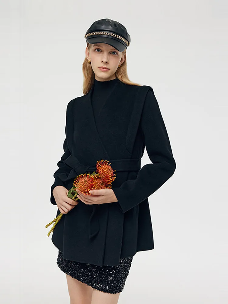 Tencel Wool Women Mid-Length Wrap Coat sold by Goelia product image thumbnail 4