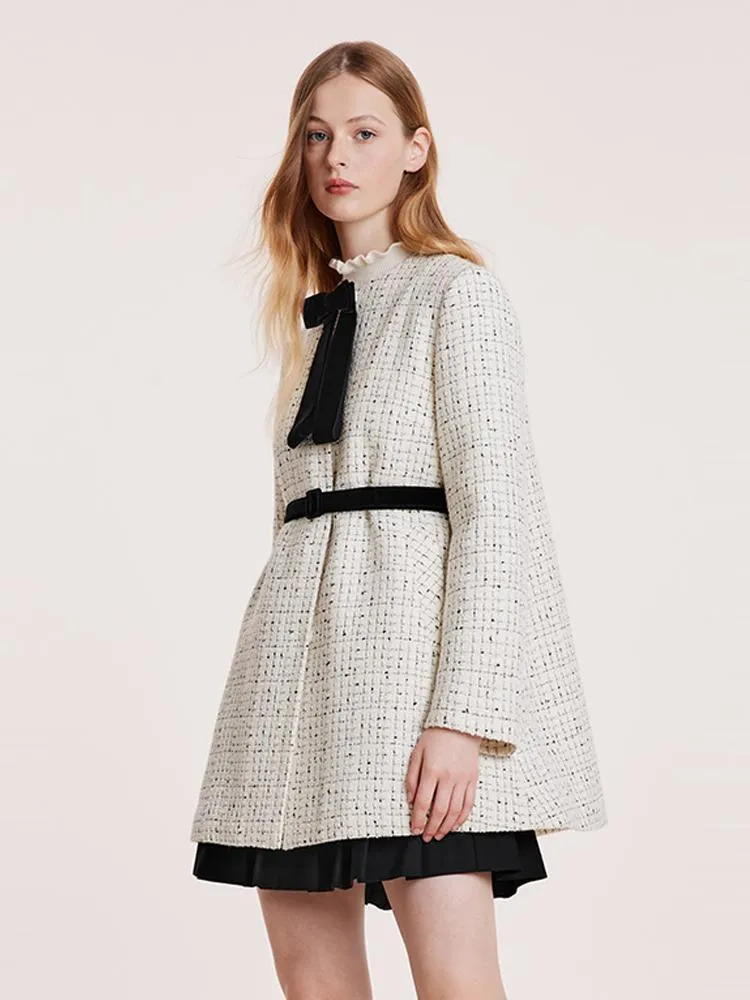 Mid-Length Tweed Coat With Bowknot And Belt sold by Goelia product image thumbnail 4