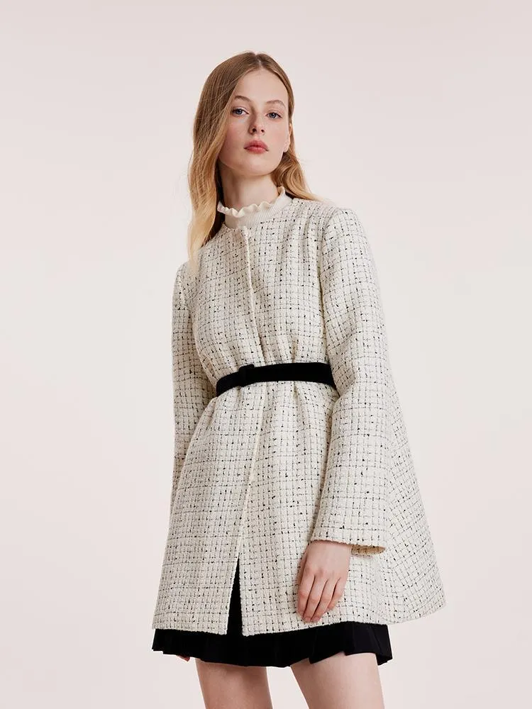 Mid-Length Tweed Coat With Bowknot And Belt sold by Goelia product image thumbnail 3