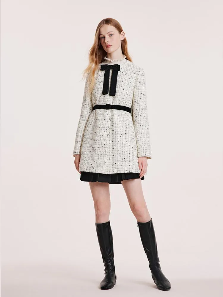 Mid-Length Tweed Coat With Bowknot And Belt sold by Goelia product image thumbnail 2
