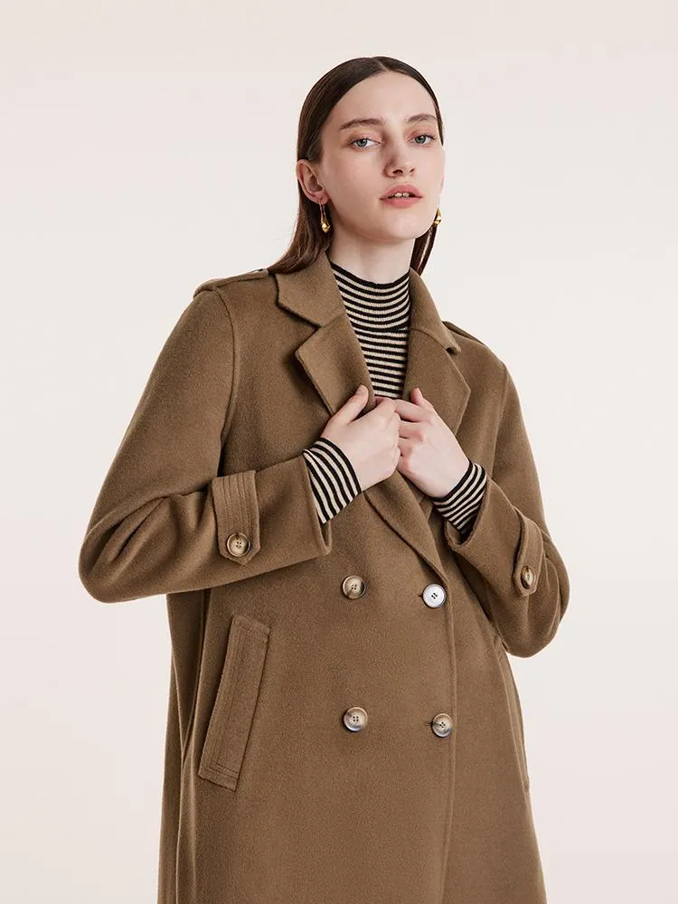 Mid-Length Notched Lapel Double-Faced Wool Women Coat sold by Goelia product image thumbnail 3
