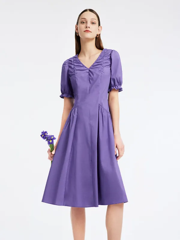 Gathered Waist Cotton Midi Dress sold by Goelia