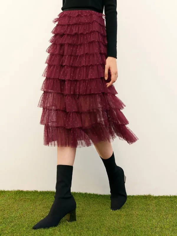 Mesh Layered Half Skirt sold by Goelia