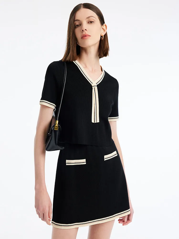 Black Acetate Crop Top And Skirt Two-Piece Suit sold by Goelia product image thumbnail 4