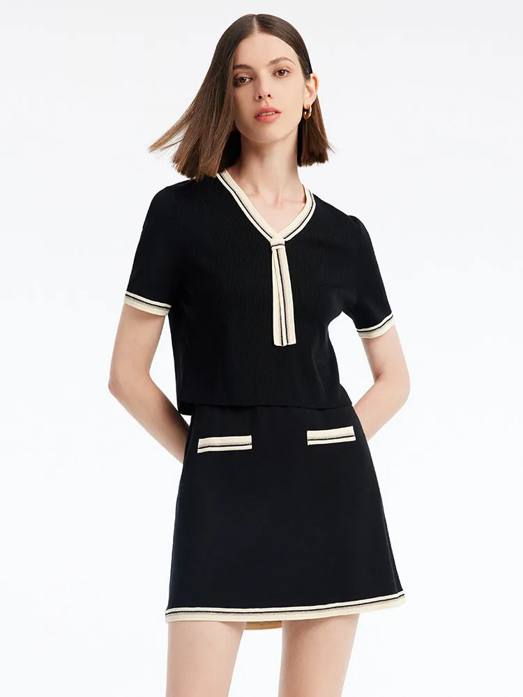 Black Acetate Crop Top And Skirt Two-Piece Suit sold by Goelia product image thumbnail 5