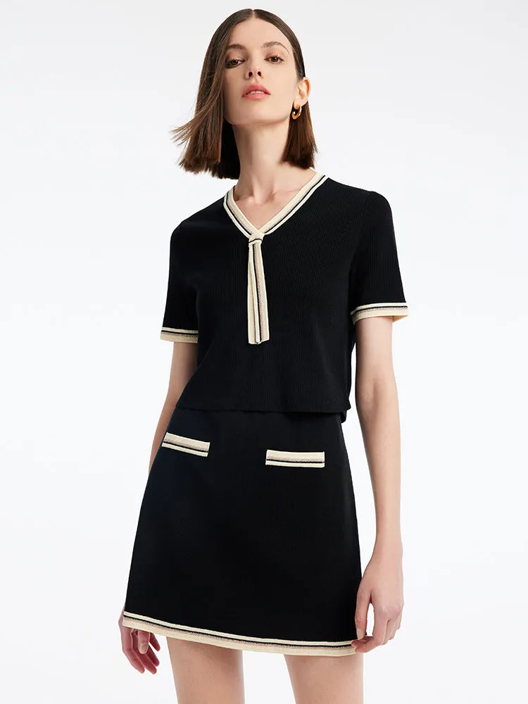 Black Acetate Crop Top And Skirt Two-Piece Suit sold by Goelia product image thumbnail 2