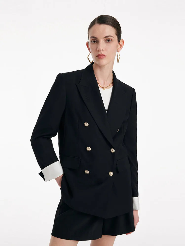 Colorblocked Loose-Fitting Double-Breasted Blazer sold by Goelia product image thumbnail 4