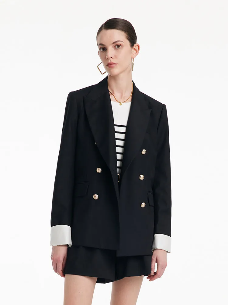 Colorblocked Loose-Fitting Double-Breasted Blazer sold by Goelia product image thumbnail 3