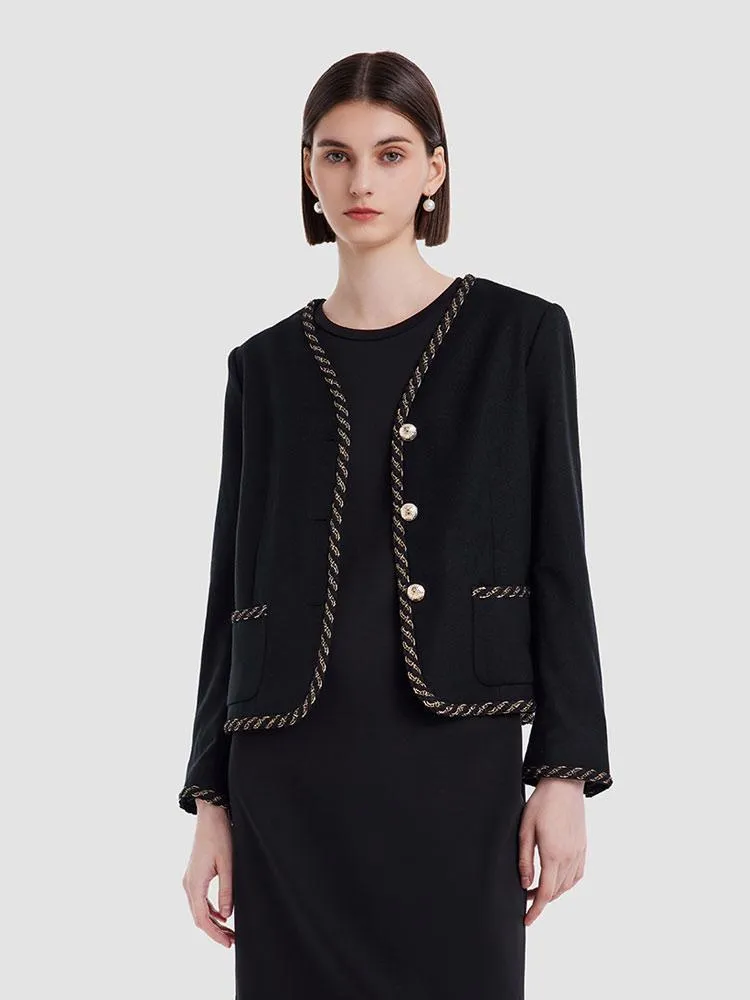 Wool And Cashmere V-Neck Women Jacket sold by Goelia