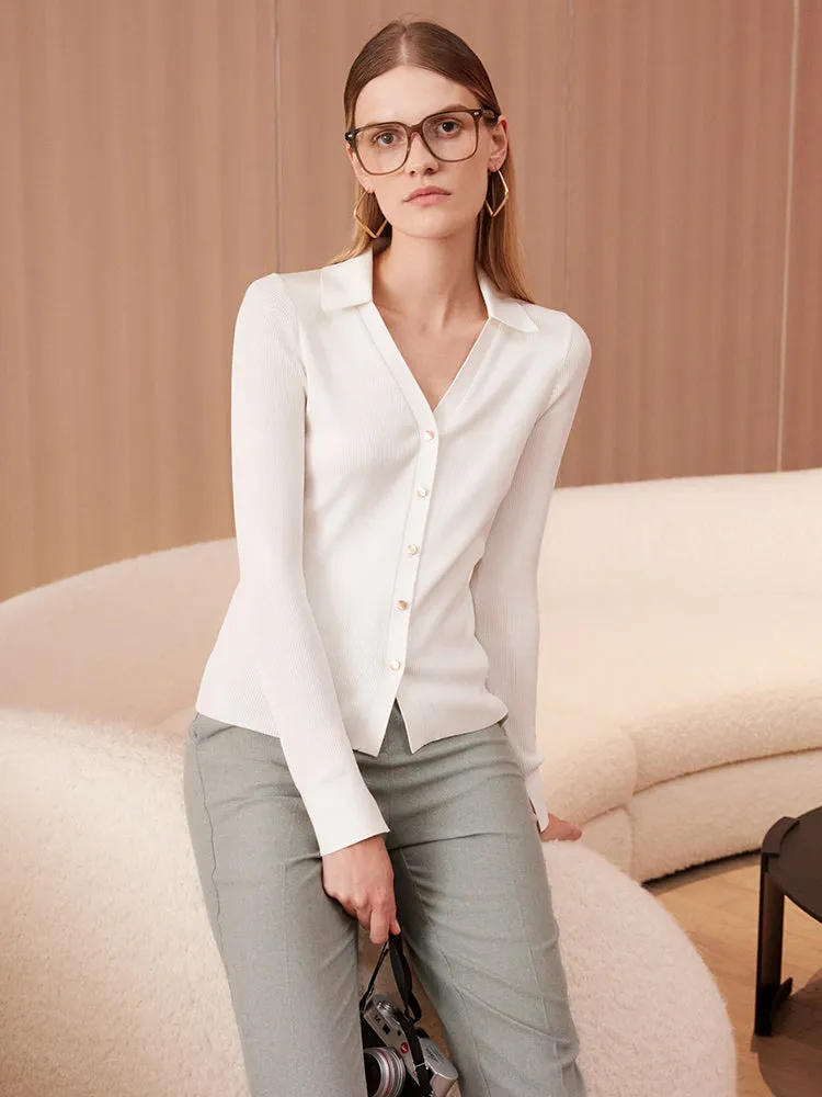 Acetate V-Neck Slim Cardigan sold by Goelia product image thumbnail 5