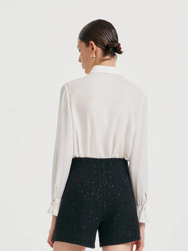 Acetate Ruffle Stand Collar Women Shirt sold by Goelia product image thumbnail 3