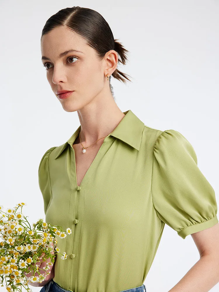 22 Momme Silk Slim V-Neck Shirt sold by Goelia product image thumbnail 2