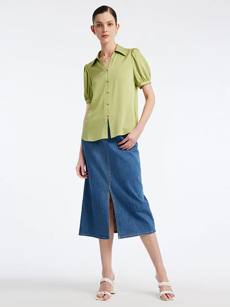 22 Momme Silk Slim V-Neck Shirt sold by Goelia product image thumbnail 3