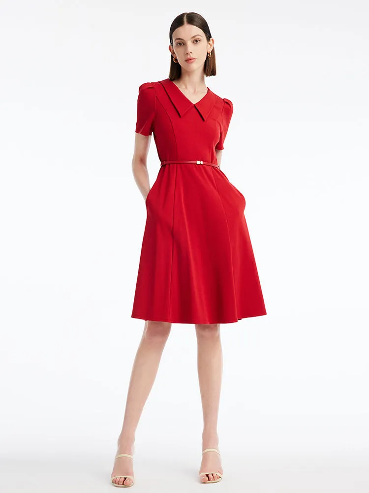 Red Bubble Sleeve Fitted Mini Dress sold by Goelia
