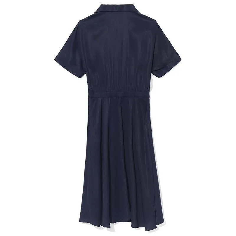Tencel Asymmetrical One Button Midi Dress sold by Goelia product image thumbnail 4