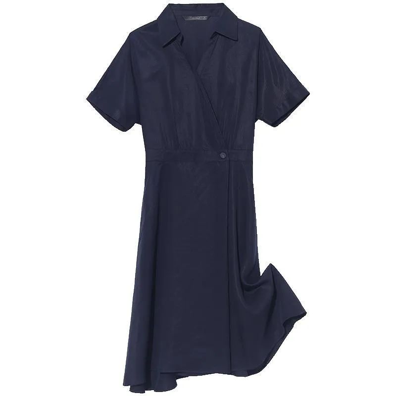 Tencel Asymmetrical One Button Midi Dress sold by Goelia product image thumbnail 3