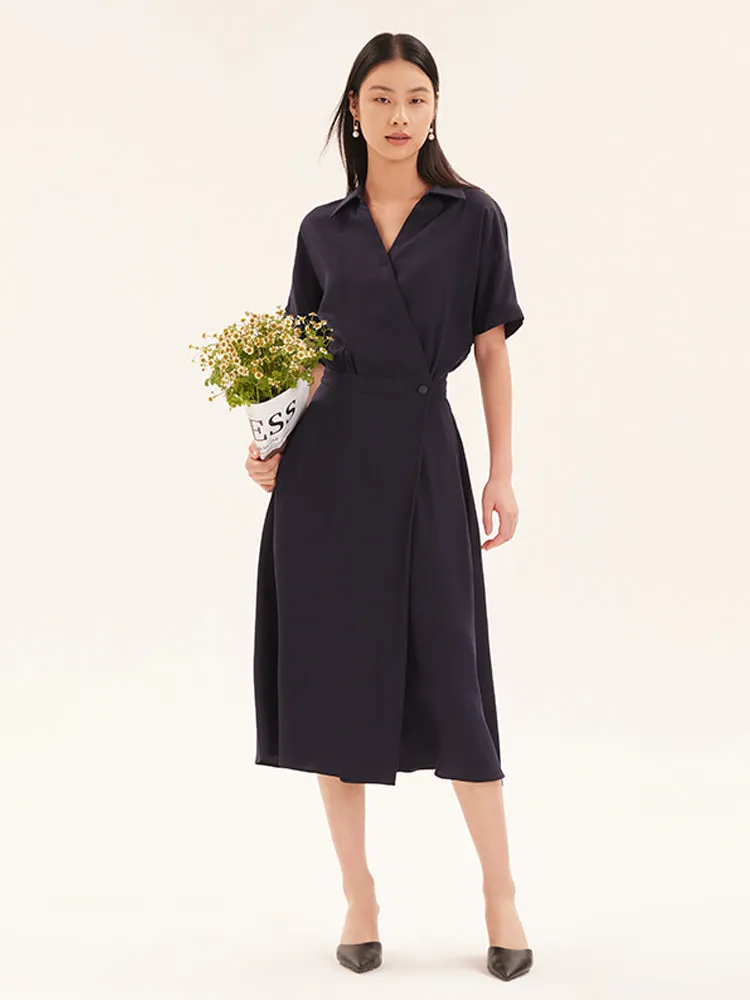 Tencel Asymmetrical One Button Midi Dress sold by Goelia product image thumbnail 2
