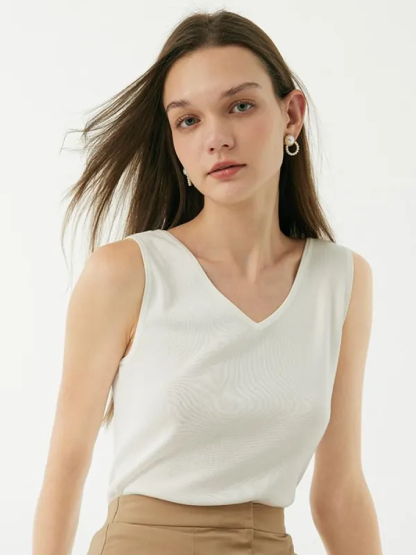 Acetate V-neck Tank Top sold by Goelia