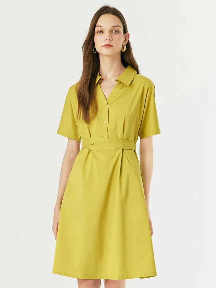 V-Neck Cotton Gathered Waist Midi Dress sold by Goelia product image thumbnail 2