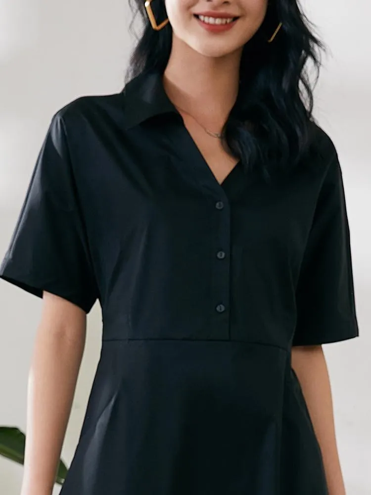 V-Neck Cotton Gathered Waist Midi Dress sold by Goelia product image thumbnail 5