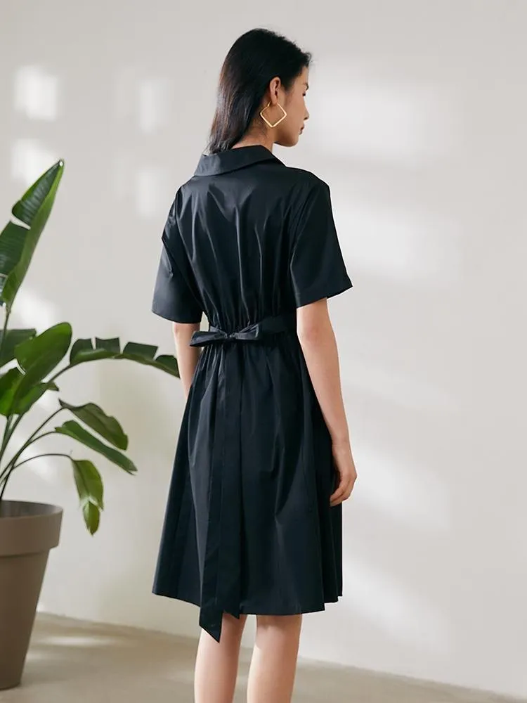 V-Neck Cotton Gathered Waist Midi Dress sold by Goelia product image thumbnail 3