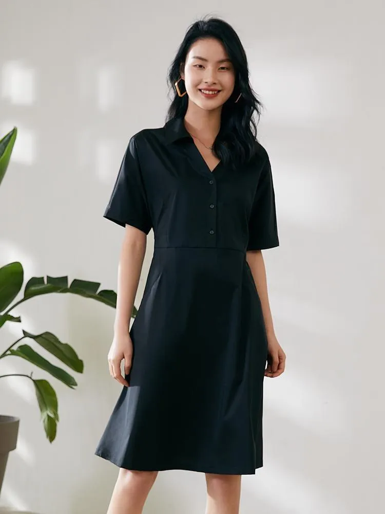 V-Neck Cotton Gathered Waist Midi Dress sold by Goelia product image thumbnail 4