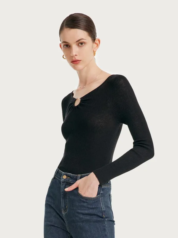 Silk Woolen Women Knit Top sold by Goelia